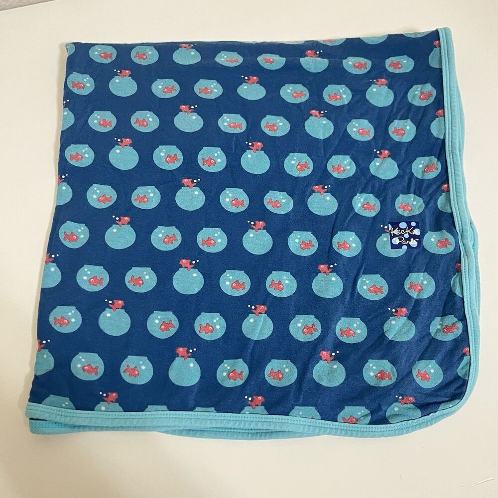 KicKee Pants Twilight Fish Bowl Bamboo Baby Blanket Swaddle Lovey Lovie Blankie
